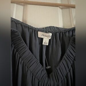 Off the shoulder navy blue blouse